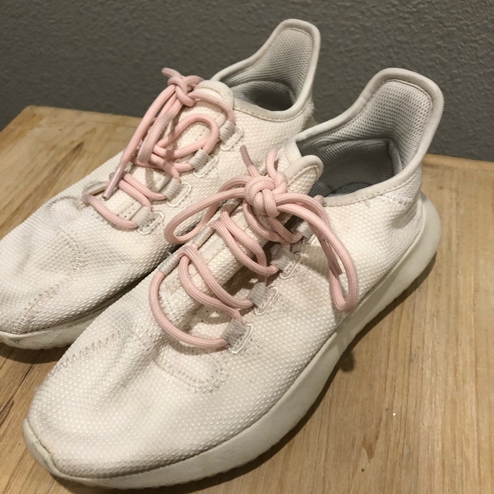 Cream and pink Adidas Tennis Shoes